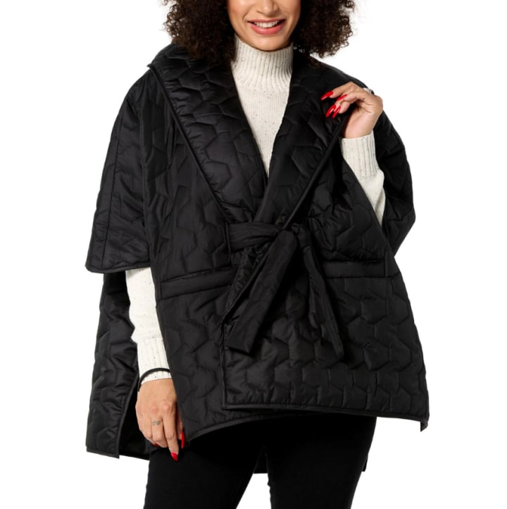 Quilted Cape Jacket with Belt