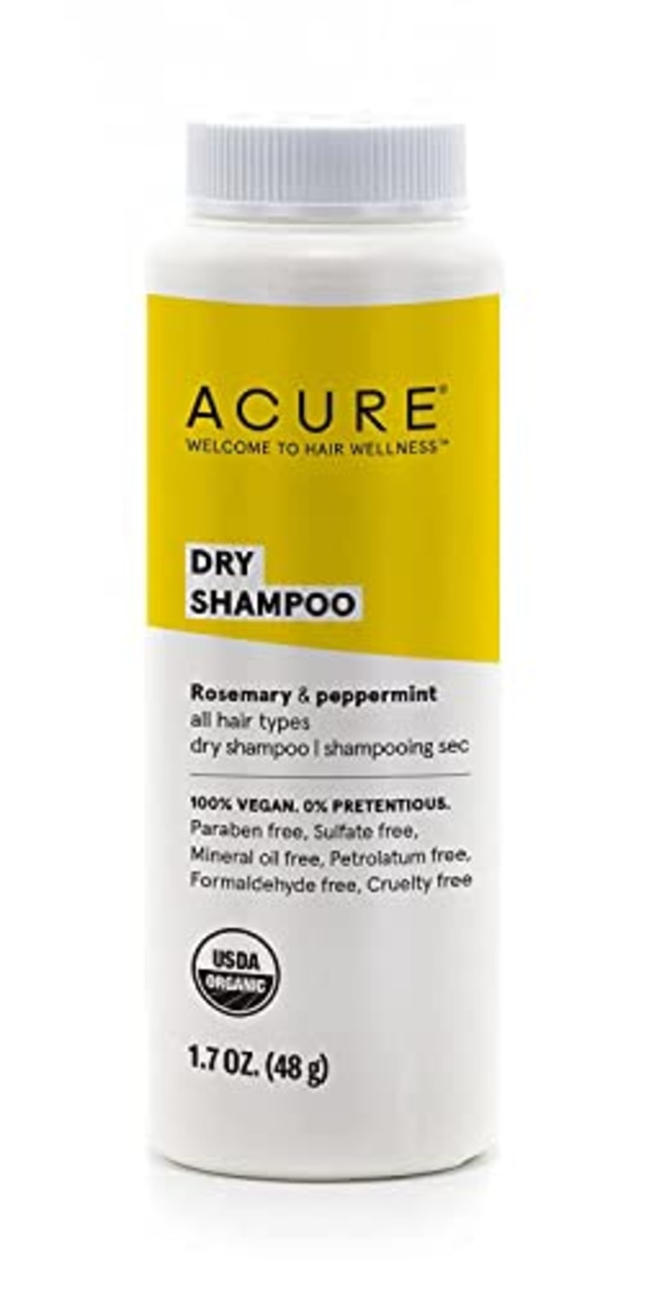 ACURE Dry Shampoo - All Hair Types | 100% Vegan | Certified Organic | Rosemary &amp; Peppermint - Absorbs Oil &amp; Removes Impurities Without Water | 1.7 Fl Oz