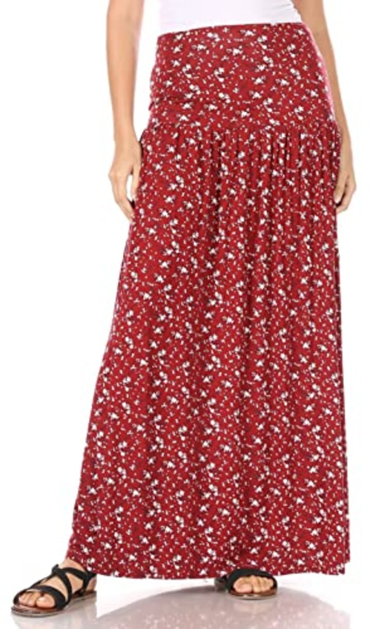 Reg and Plus Size Maxi Skirts for Women Long Length Skirts with Pockets Beach SwimCoverup,Night Out,Casual Office,Party (Size Medium, Paisley Floral)