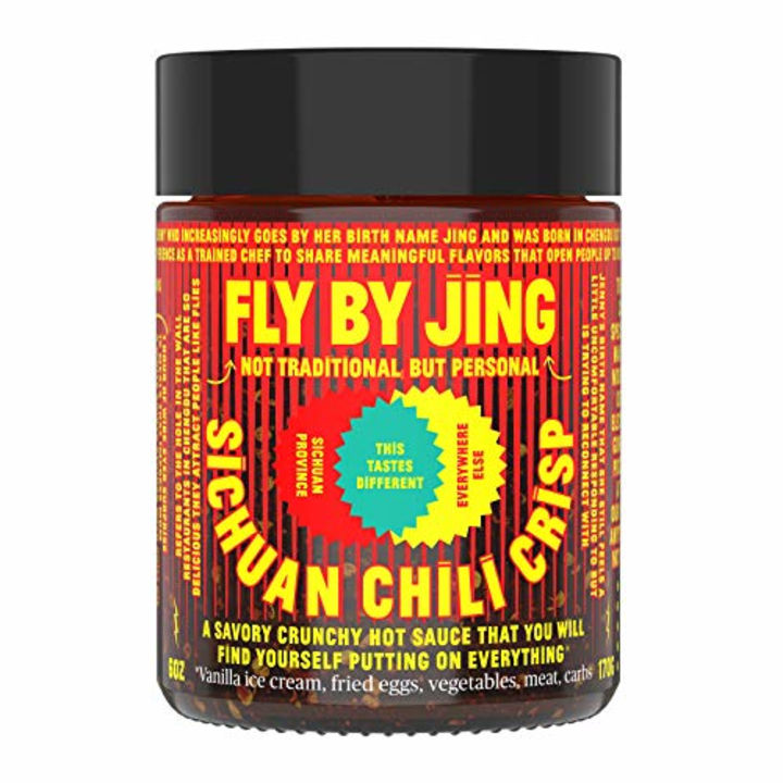 FLYBYJING Sichuan Chili Crisp, Gourmet Spicy Tingly Crunchy Hot Savory All-Natural Chili Oil Sauce w/ Sichuan Pepper, Versatile Hot Sauce Good on Everything, Vegan and Gluten-Free, 6oz (Pack of 1)