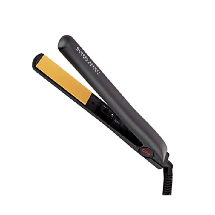 CHI Original Ceramic Hair Straightening Flat Iron | 1&quot; Plates | Black | Professional Salon Model Hair Straightener | Includes Heat Protection Pad