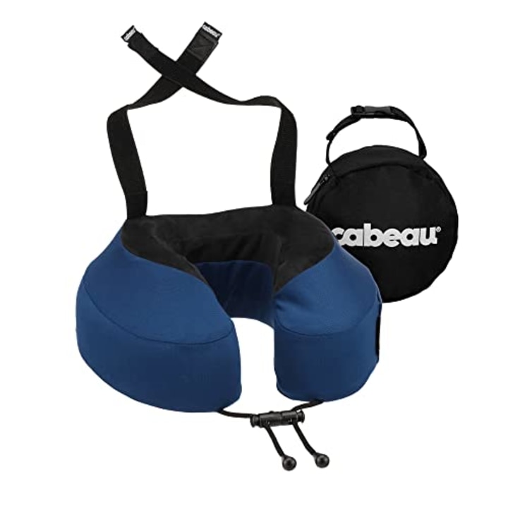 Cabeau Evolution S3 Airplane Travel Neck Pillow - Memory Foam Neck Support With Seat Strap Attachment (Indigo)