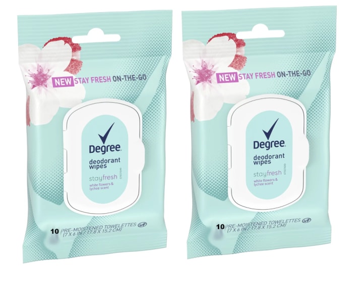 Degree Stay Fresh On-The-Go Deodorant Wipes (Pack of 2)