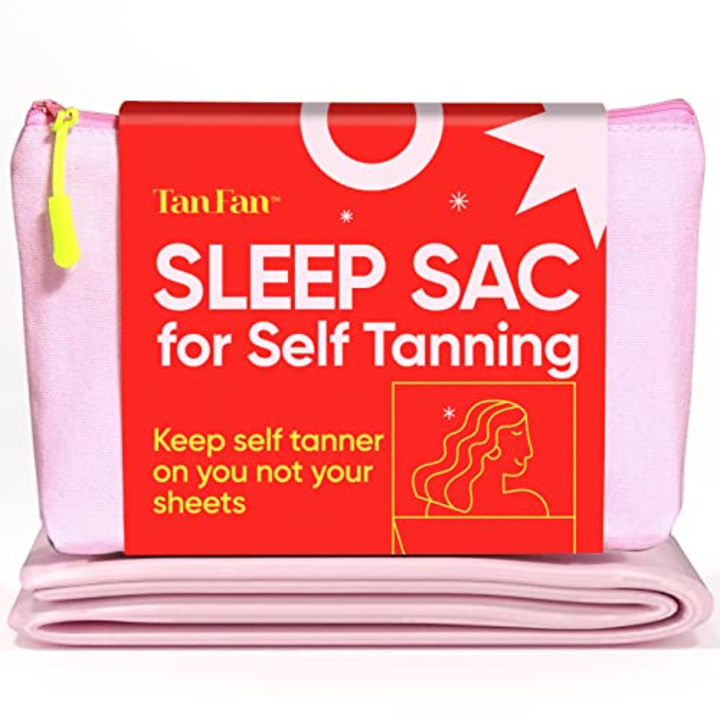 Tan Fan Self Tanner Sleep Sac - Keep Tan On Without Stained Bed Sheets - Self Tan Sleep Sack for Sunless Tan, Spray Tanning, Fake Tan, Lotion, Mousse, Foam - Lightweight Breathable - Won&#039;t Rub Off Tan