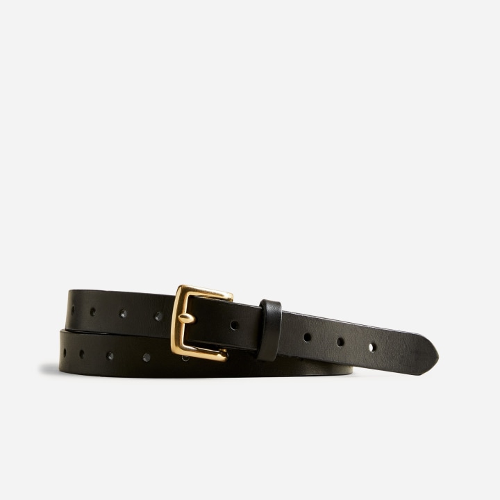 Perforated Italian leather belt