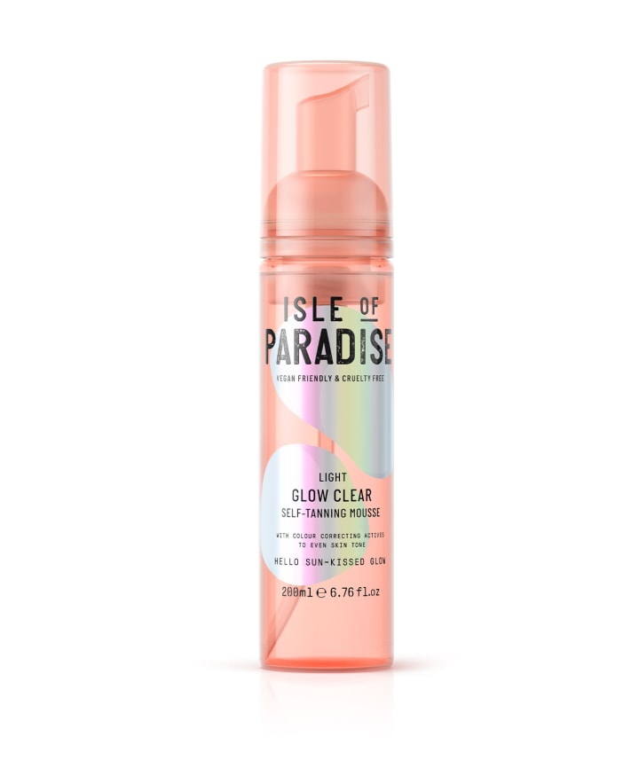 Isle of Paradise Glow Clear, Color Correcting Self-Tanning Mousse Light 6.76 oz/ 200 mL
