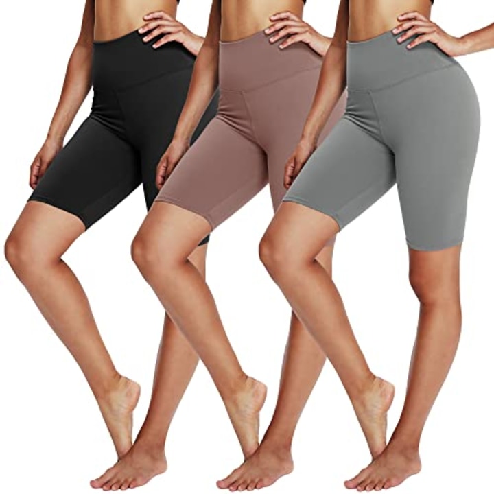 YOLIX 3 Pack Buttery Soft Biker Shorts for Women - 8&quot; High Waisted Yoga Workout Athletic Sports Shorts