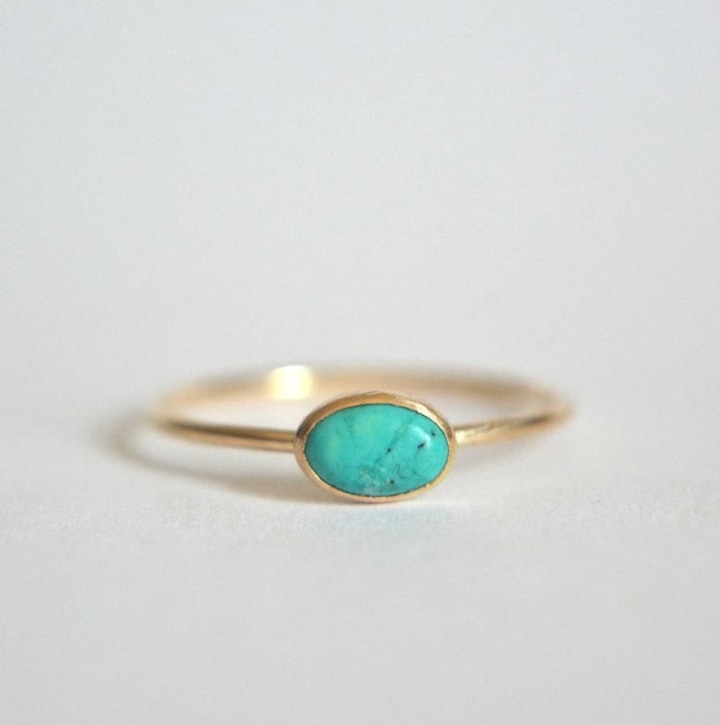 Turquoise Ring, Oval Ring, Gold Ring, 14k Gold Ring, Gold Filled Turquoise Ring, Sterling Silver Turquoise Ring, Dainty Turquoise Ring