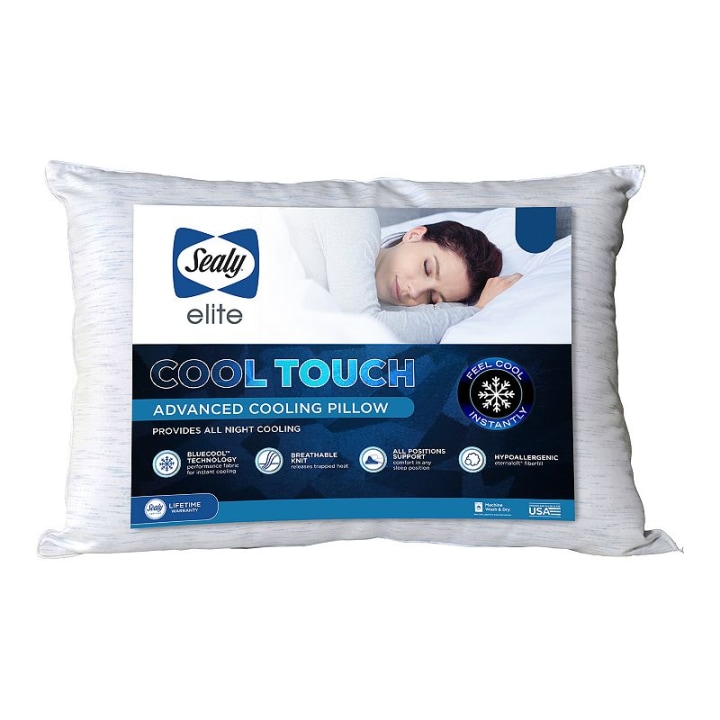 Sealy Elite Cool Touch Advanced Cooling Pillow, White, Standard