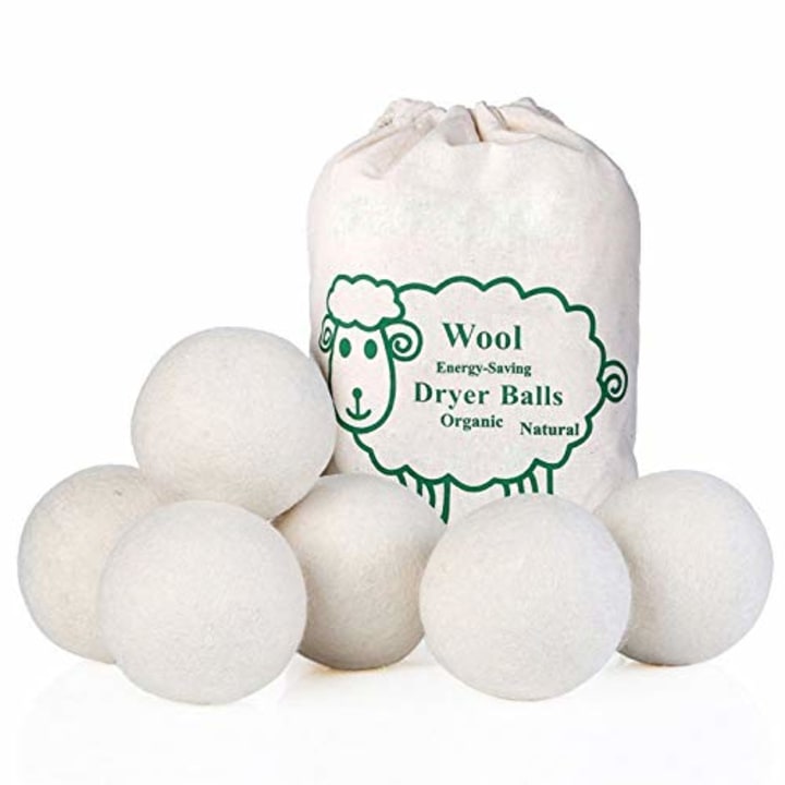 Wool Dryer Balls, Natural Organic Laundry Fabric Softener Save Drying Time Reduce Wrinkle,Reusable Hypoallergenic Baby Safe and Unscented,Better Alternative to Plastic Ball Liquid Softener-6 Pack