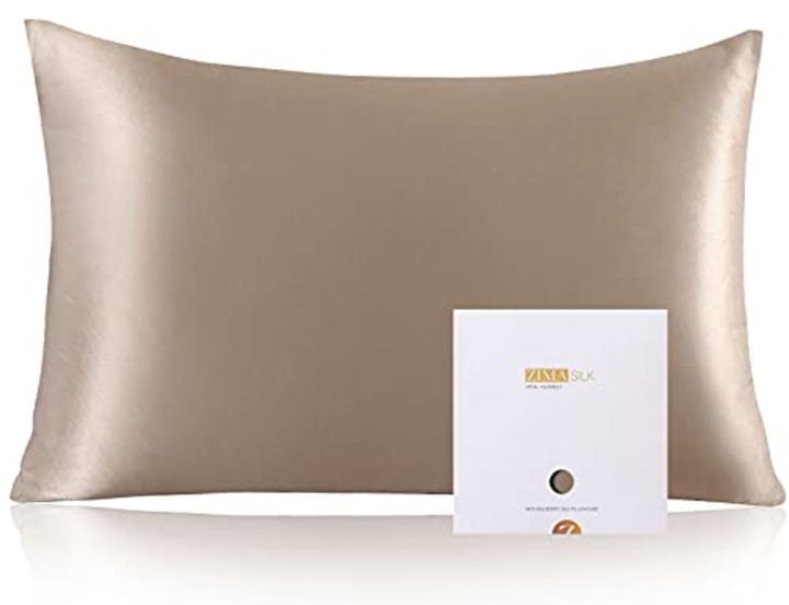 ZIMASILK 100% Mulberry Silk Pillowcase for Hair and Skin Health,Soft and Smooth,Both Sides Premium Grade 6A Silk,600 Thread Count,with Hidden Zipper,1pc (Queen 20&#039;&#039;x30&#039;&#039;,Taupe)
