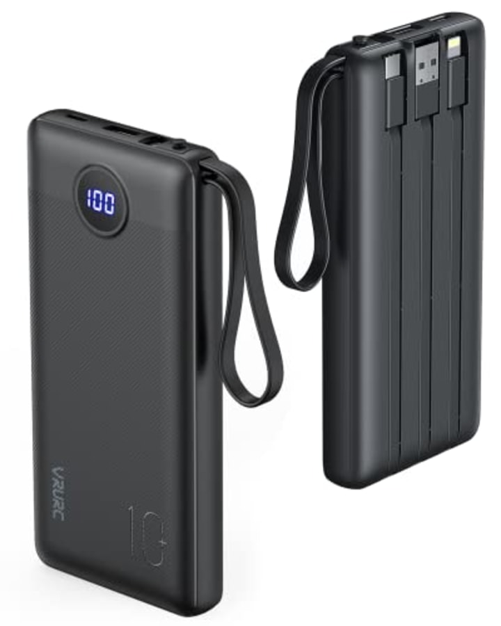 VRURC Portable Charger with Built in Cables