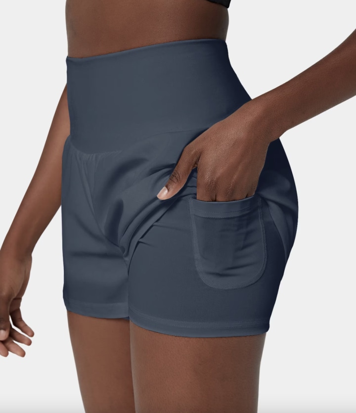 Back Pocket Plus Side Hidden Pocket 2-in-1 Gym Shorts