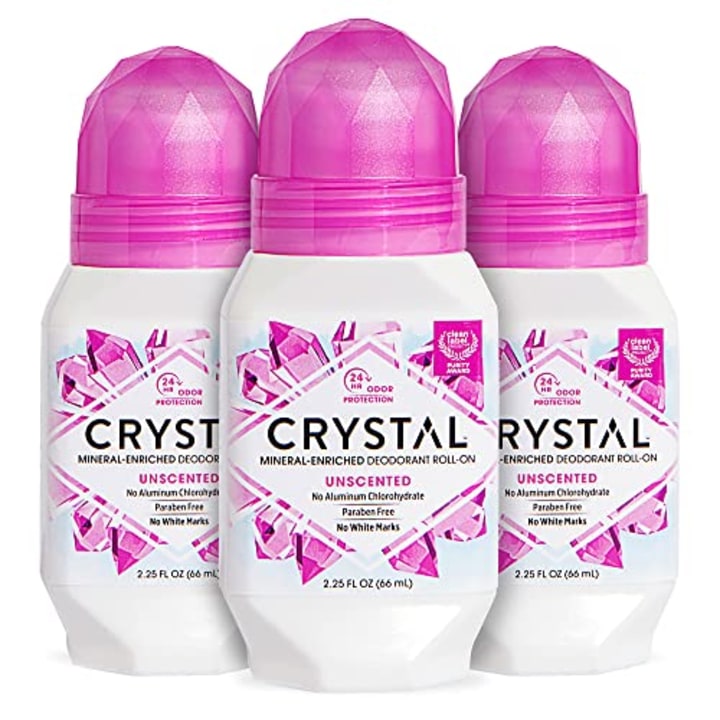 CRYSTAL Deodorant - Mineral Roll on Vegan Deodorant for Women and Men, Unscented - 2.25 fl. oz. (3 Pack) (Packaging May Vary)
