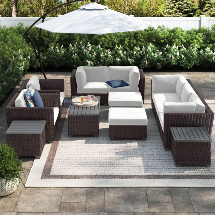 Sol 72 Outdoor(TM) Tegan 12 Piece Sectional Seating Group with Cushions and Optional Sunbrella Performance Fabric
