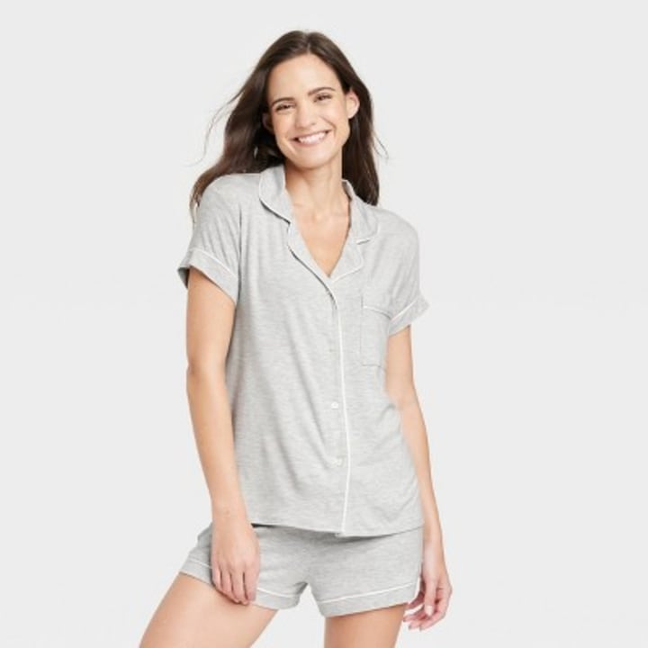 Beautifully Soft Short Sleeve Notch Collar Top and Shorts Pajama Set