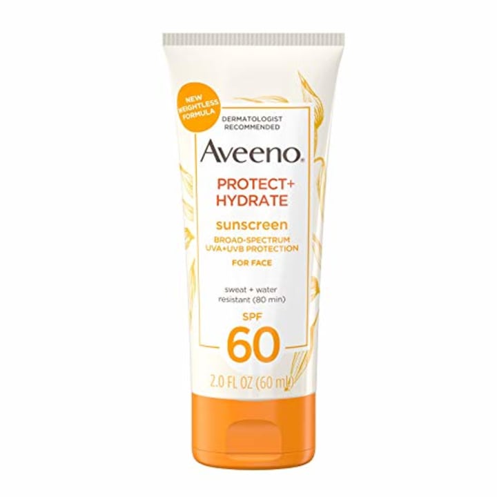 Aveeno Protect + Hydrate Moisturizing Face Sunscreen Lotion With Broad Spectrum Spf 60 &amp; Prebiotic Oat, Weightless &amp; Refreshing Feel, Paraben-free, Oil-free, Oxybenzone-free, 2.0 ounces