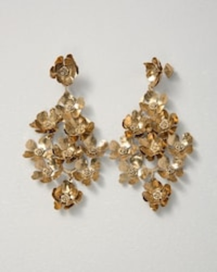 White House Black Market Goldtone Floral Statement Earrings