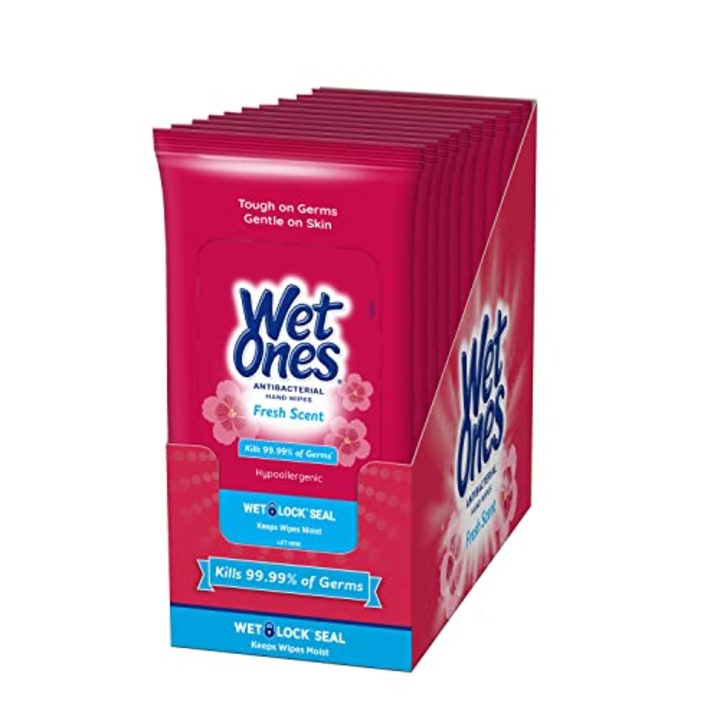 Wet Ones Antibacterial Hand Wipes, Fresh Scent, 20 Count (Pack of 10)