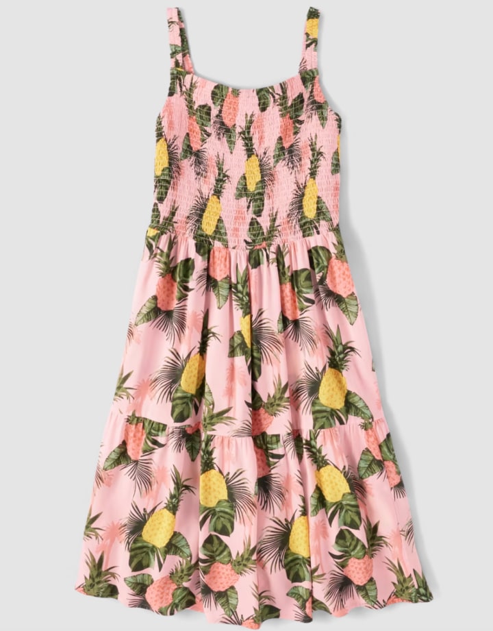 Womens Matching Family Pineapple Tiered Dress