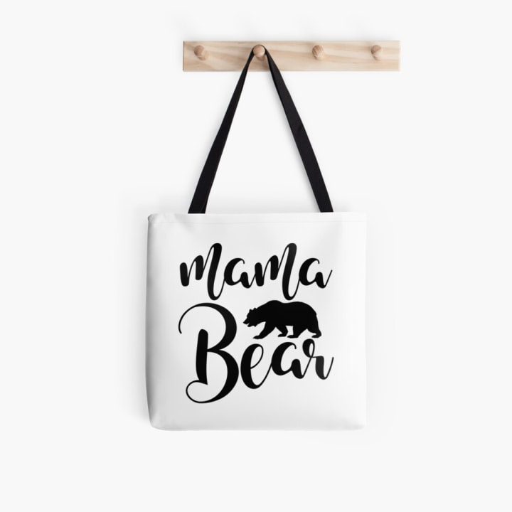 Mama Bear black and white Tote Bag