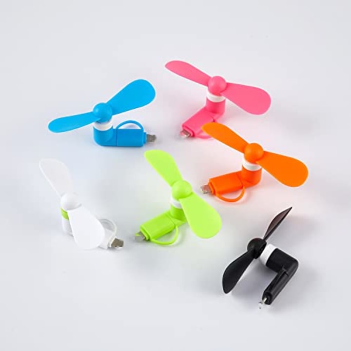 Mini Cell Phone Fan - Colorful and Powerful 2-in-1 Fan for iPhone/iPad/Android Smartphone/Tablet - Cell Phone Summer Accessories -(6 colors 6PCS)