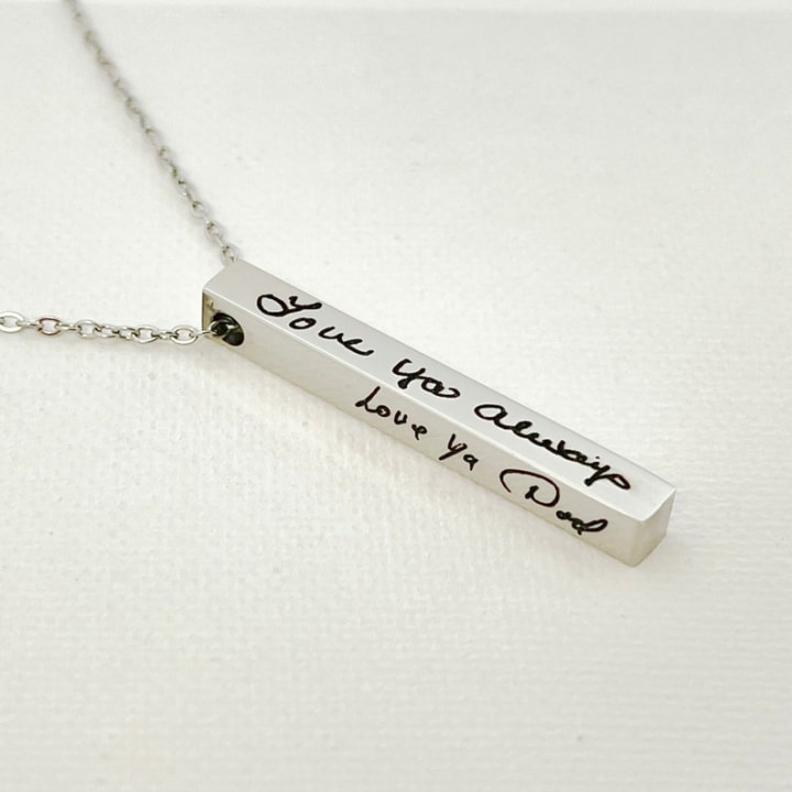 Personalized Handwriting Bar Necklace Actual Handwriting Necklace Handwriting Jewelry Mom Mothers Gift Signature Memorial Keepsake Necklace