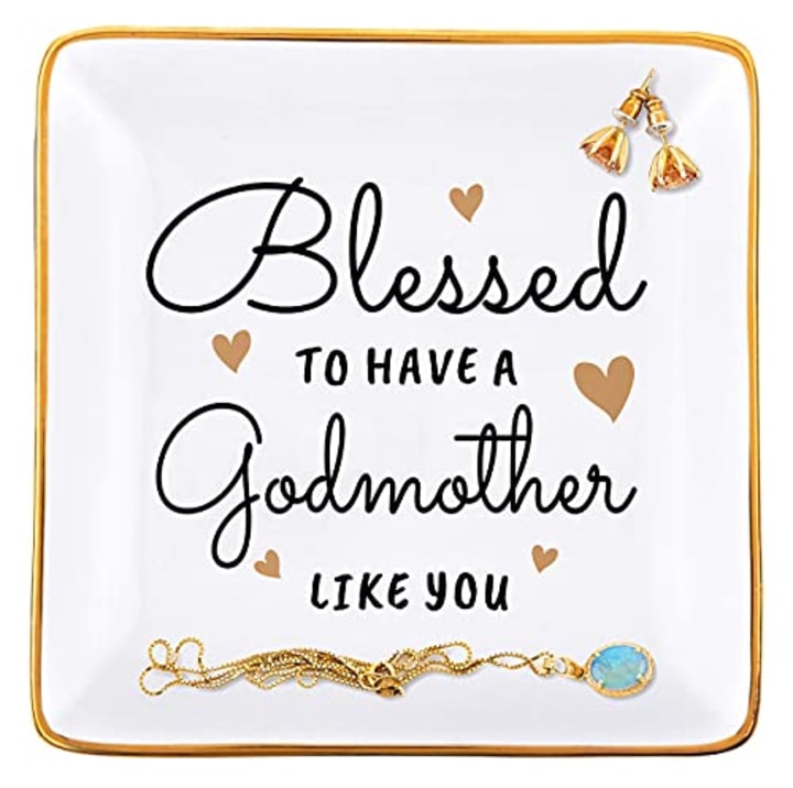 RELISSA Gifts for Godmother, Jewelry Tray Trinket Dish, Godmother Gifts from Godchild, Godmom Gift for Christmas, Mother&#039;s Day or Birthday (Godmother)