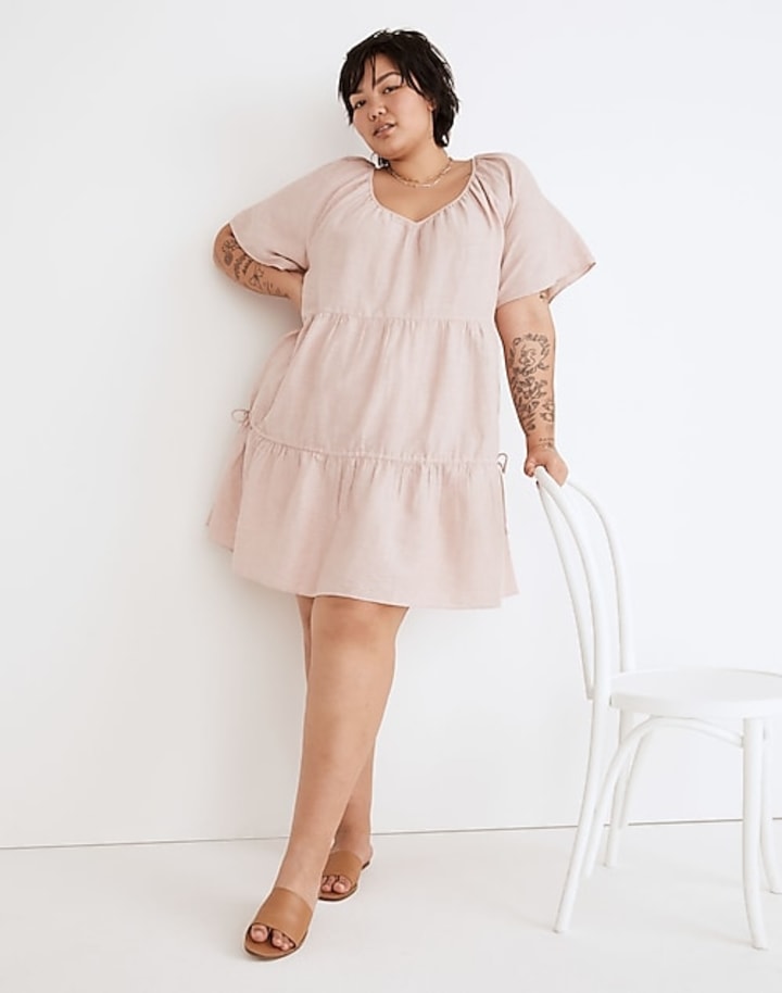Plus Linen-Blend Lorelei Mini Dress