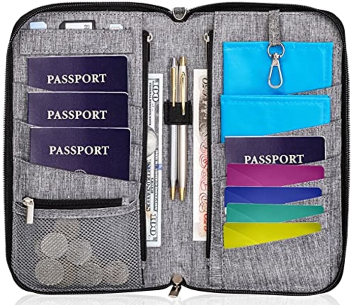 Family Travel Document Organizer RFID Passport Holder Wallet