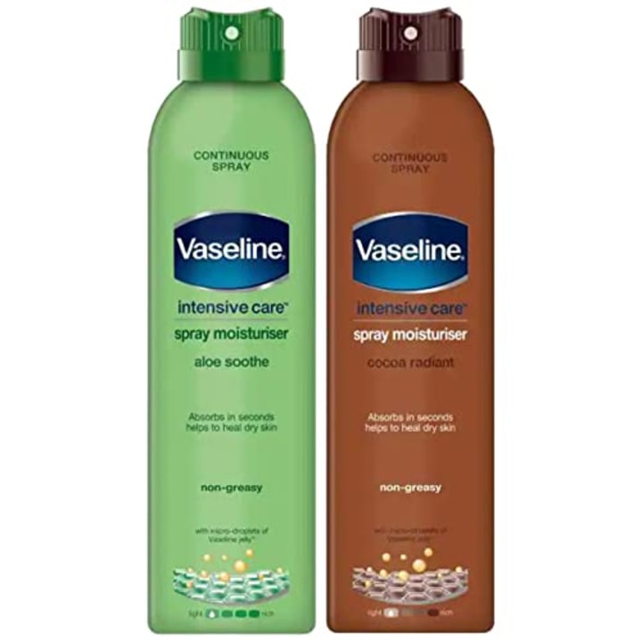 Vaseline Spray and Go Moisturizer, Cocoa Radiance and Aloe Soothe Combo, 6.5 Ounce Each