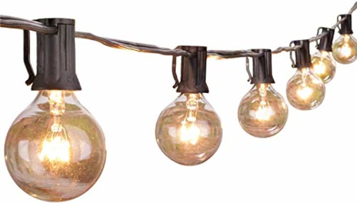 Outdoor String Lights 25 Feet G40 Globe Patio Lights with 27 Edison Glass Bulbs(2 Spare), Waterproof Connectable Hanging Light for Backyard Porch Balcony Party Decor, E12 Socket Base,Black