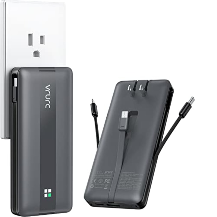 Vrurc Portable Charger with Built-In Cables