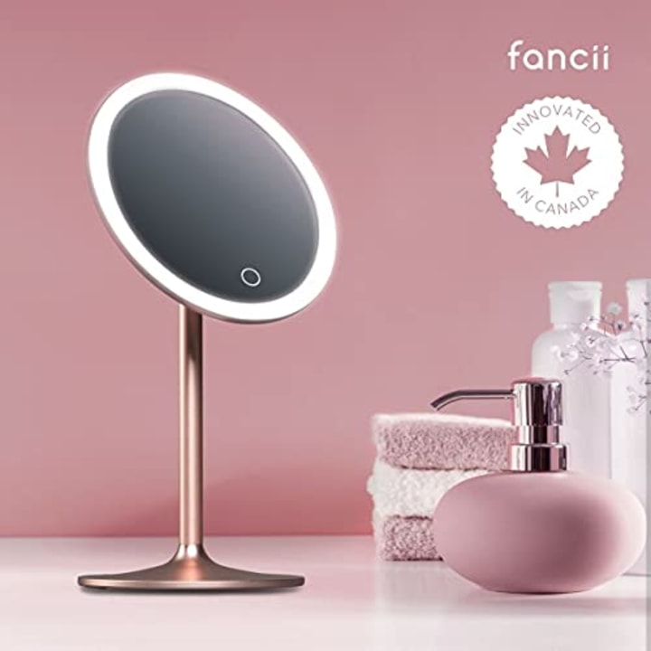 Fancii LED Lighted Makeup Mirror with 3 Light Settings, Rechargeable Vanity Mirror with 1x/ 10x Magnifications - Magnetic Detachable Aluminum Stand, Touch Sensor, for Tabletop or Travel (Nala)
