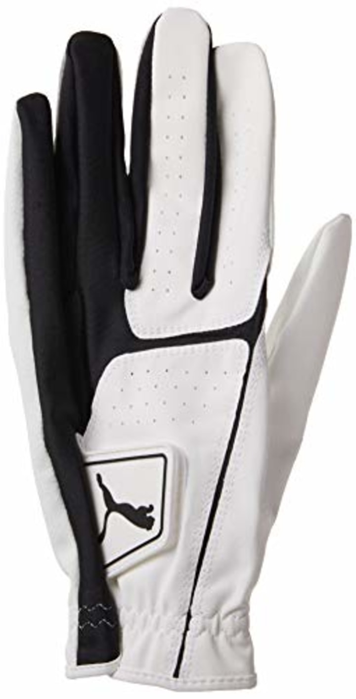 PUMA Golf Men&#039;s Flexlite Golf Glove (Bright White-Puma Black, Large, Left Hand)