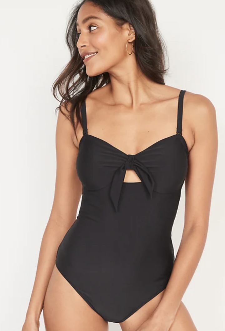 Tie-Front Keyhole One Piece Swimsuit