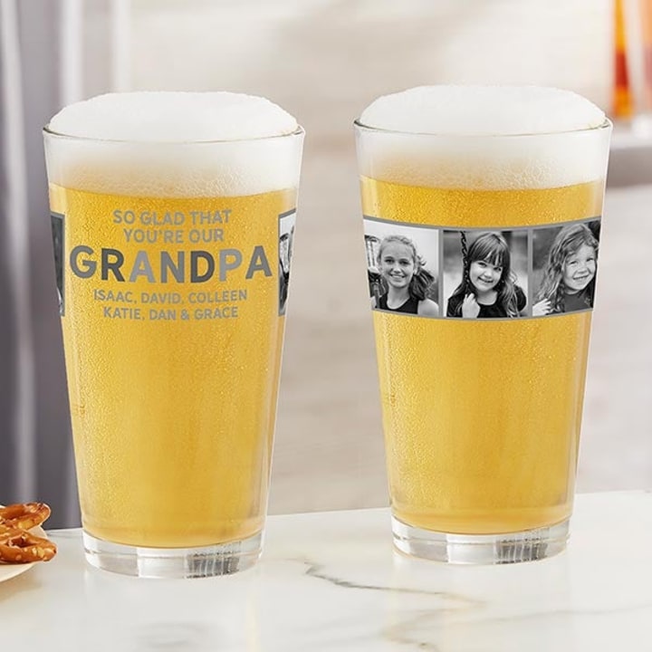 So Glad You&#039;re Our Grandpa Personalized Photo 16oz. Pint Glass