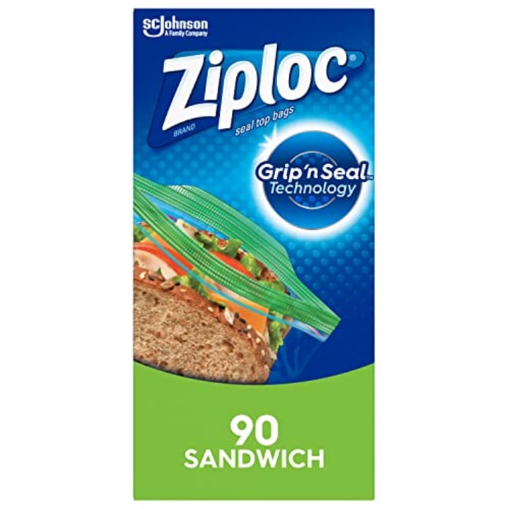 Ziploc Sandwich and Snack Bags for On the Go Freshness, Grip &#039;n Seal Technology for Easier Grip, Open, and Close, 90 Count