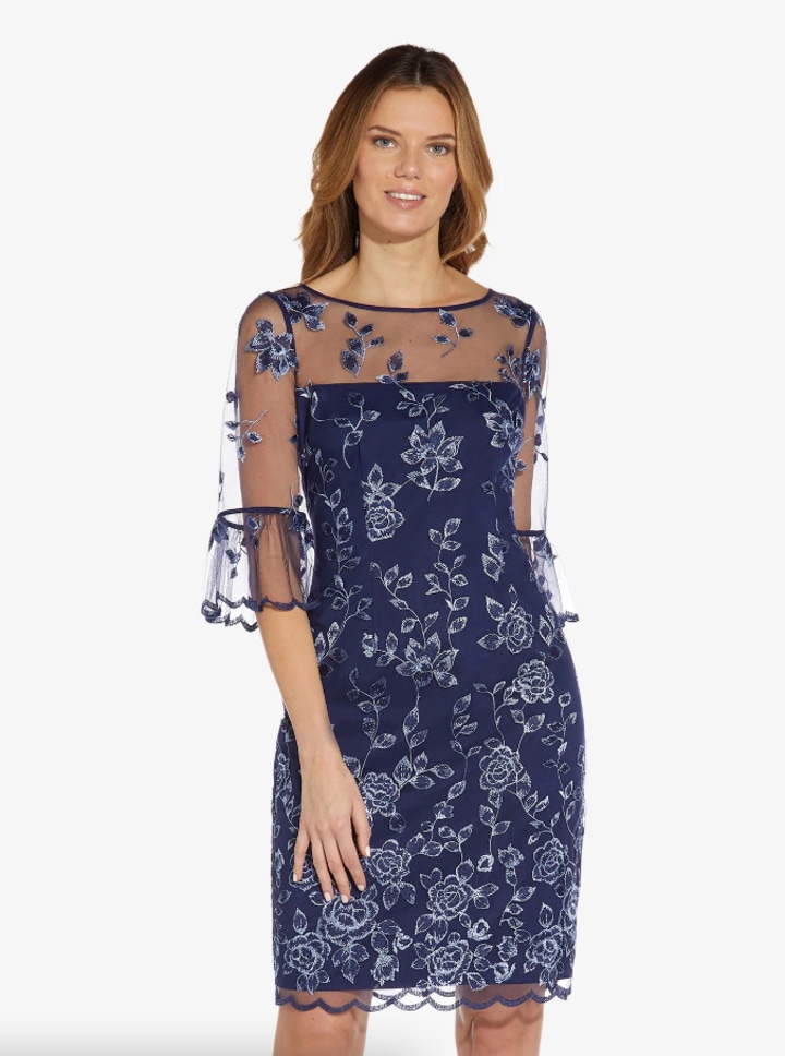 Floral Embroidered Sheath Dress