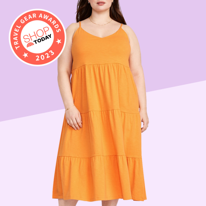 Old Navy Tie-Back Tiered Midi Cami Swing Dress