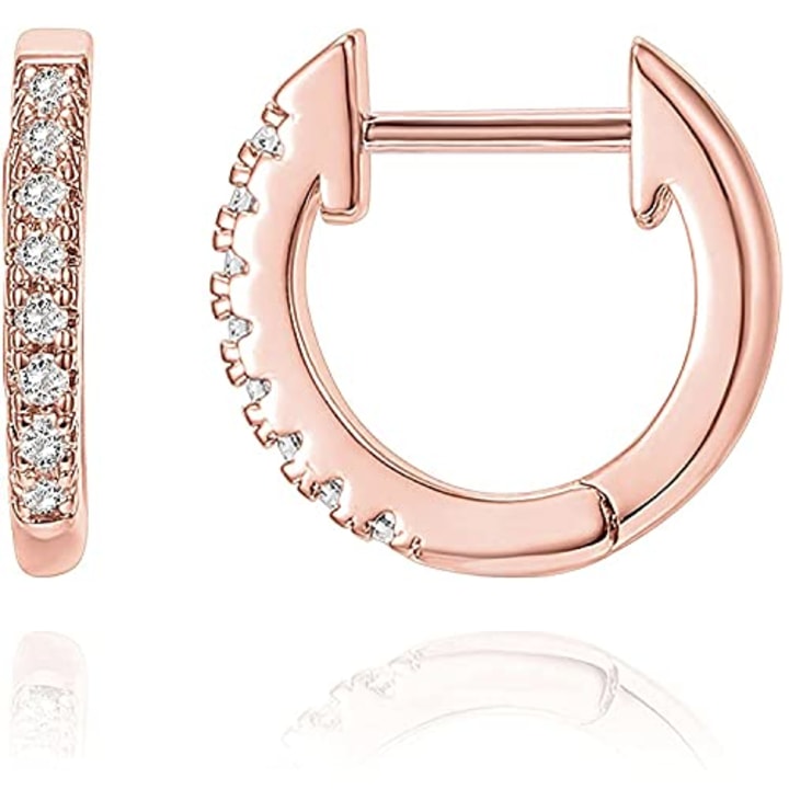 PAVOI Womens 14K Gold-Plated-Base Rose Gold Post Cubic Zirconia Cuff Earring