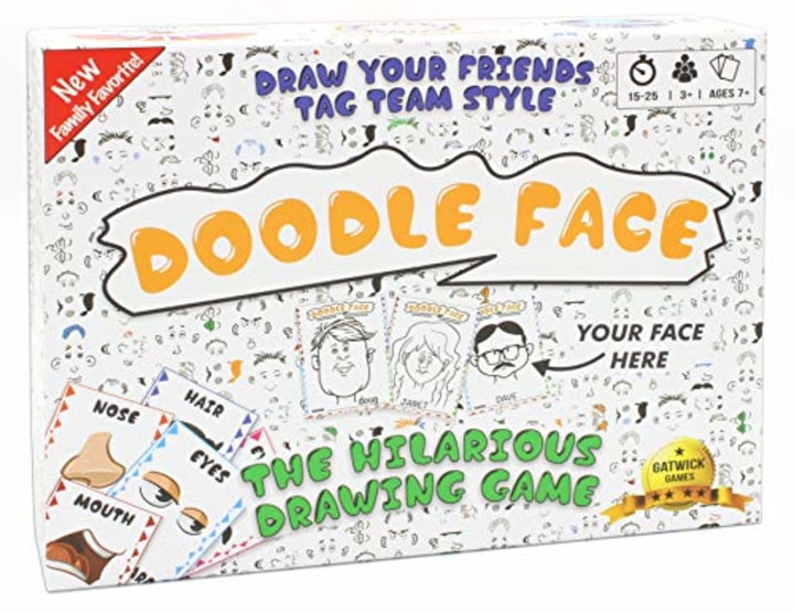 Doodle Face Game - New Hilarious Game of Drawing Your Friends and Family - A Drawing Game for Families - Stay at Home Date Night Party Game for 3 - 20 Players - Fun for All Ages and Skill Levels