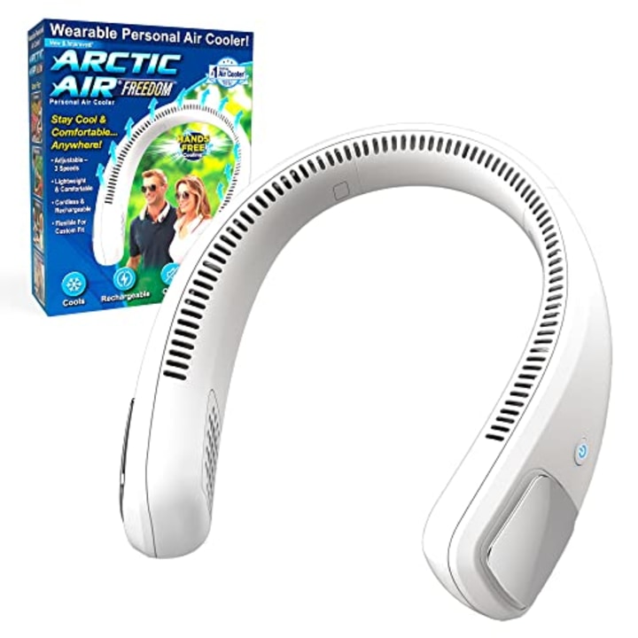Arctic Air Freedom Personal Air Cooler - Portable 3-Speed Neck Fan, Hands-Free Wearable Design, Lightweight, Cordless and Rechargeable