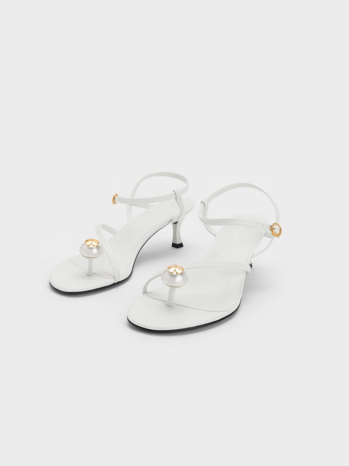 Charles and Keith Pearl Embellished Strappy Sandals
