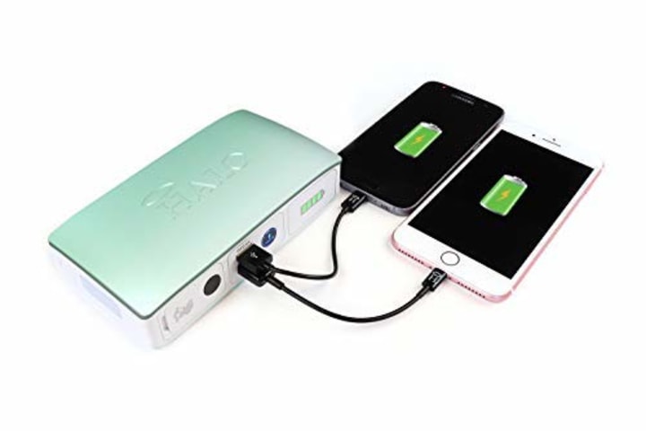 HALO Bolt Compact Portable Car Jump Starter - Car Battery Jump Starter with 2 USB Ports to Charger Devices, Portable Car Charger - Mint Ombre