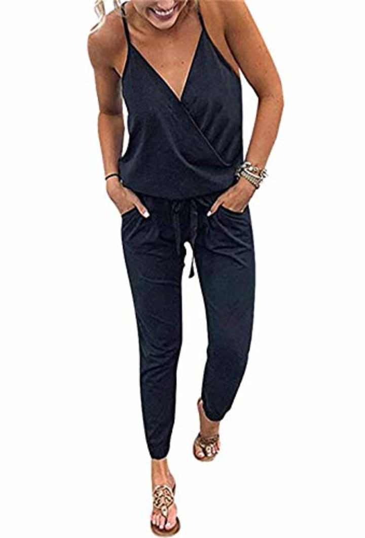 PrettyGarden V-Neck Spaghetti Strap Jumpsuit