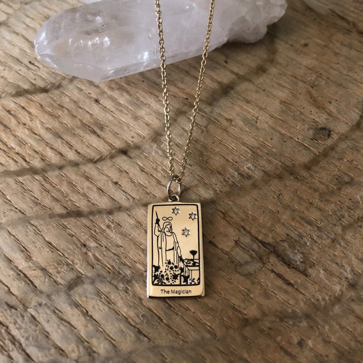The Magician Tarot Charm on a chain necklace- Gold