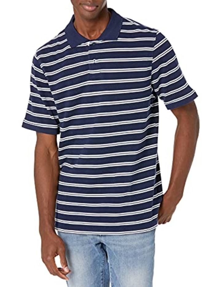 Amazon Essentials Striped Cotton Polo Shirt