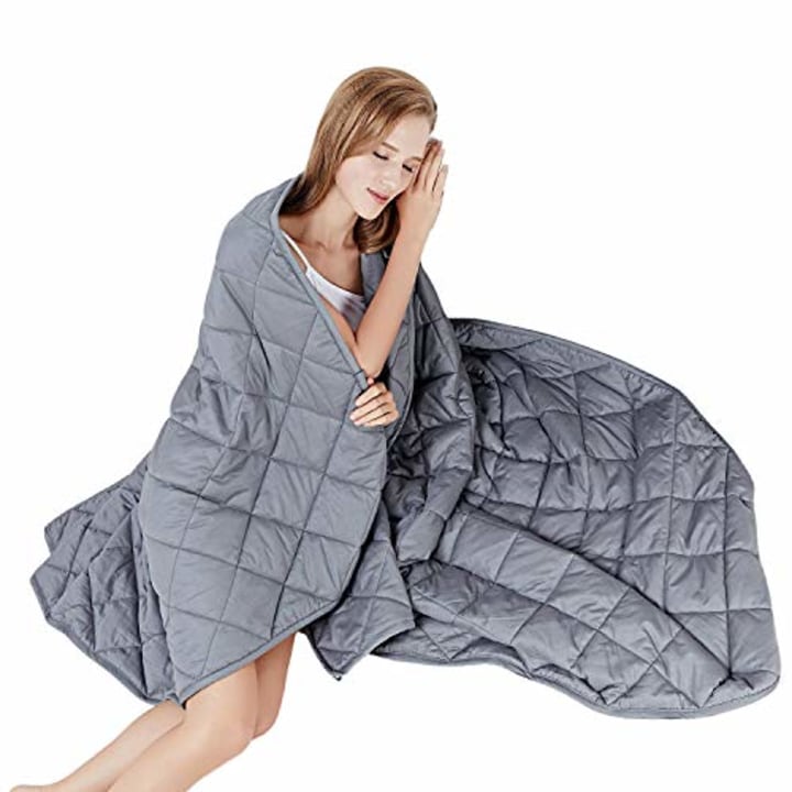 HYPNOSER Adult Weighted Blanket Queen Size (20 lbs, 60&#039;&#039;x80&#039;&#039;, Grey) | Cooling Heavy Blanket | Breathable Material with Pure Glass Beads