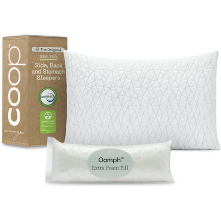 Coop Home Goods - Premium Adjustable Loft Pillow - Cross-Cut Memory Foam Fill - Lulltra Washable Cover from Bamboo Derived Rayon - CertiPUR-US/GREENGUARD Gold Certified - King